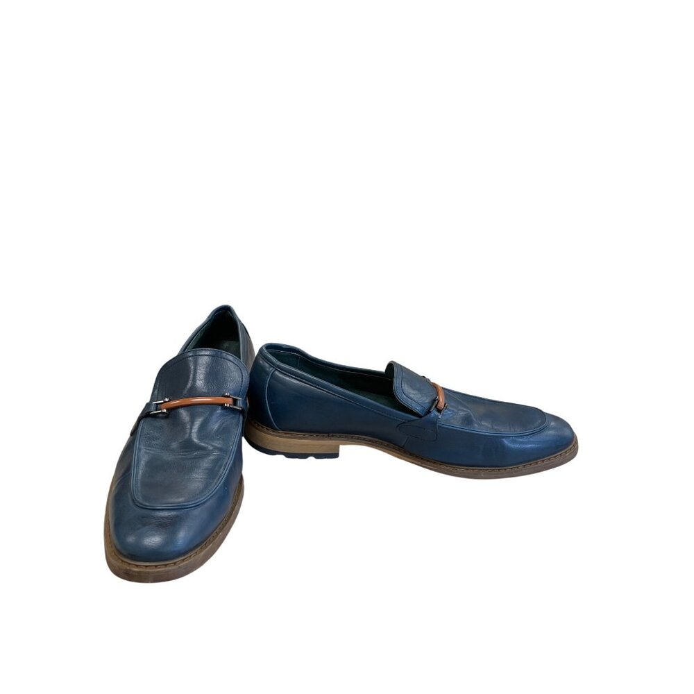 Todd Welsch Mens Blue Slip-On Faux Leather Loafers Size 12D